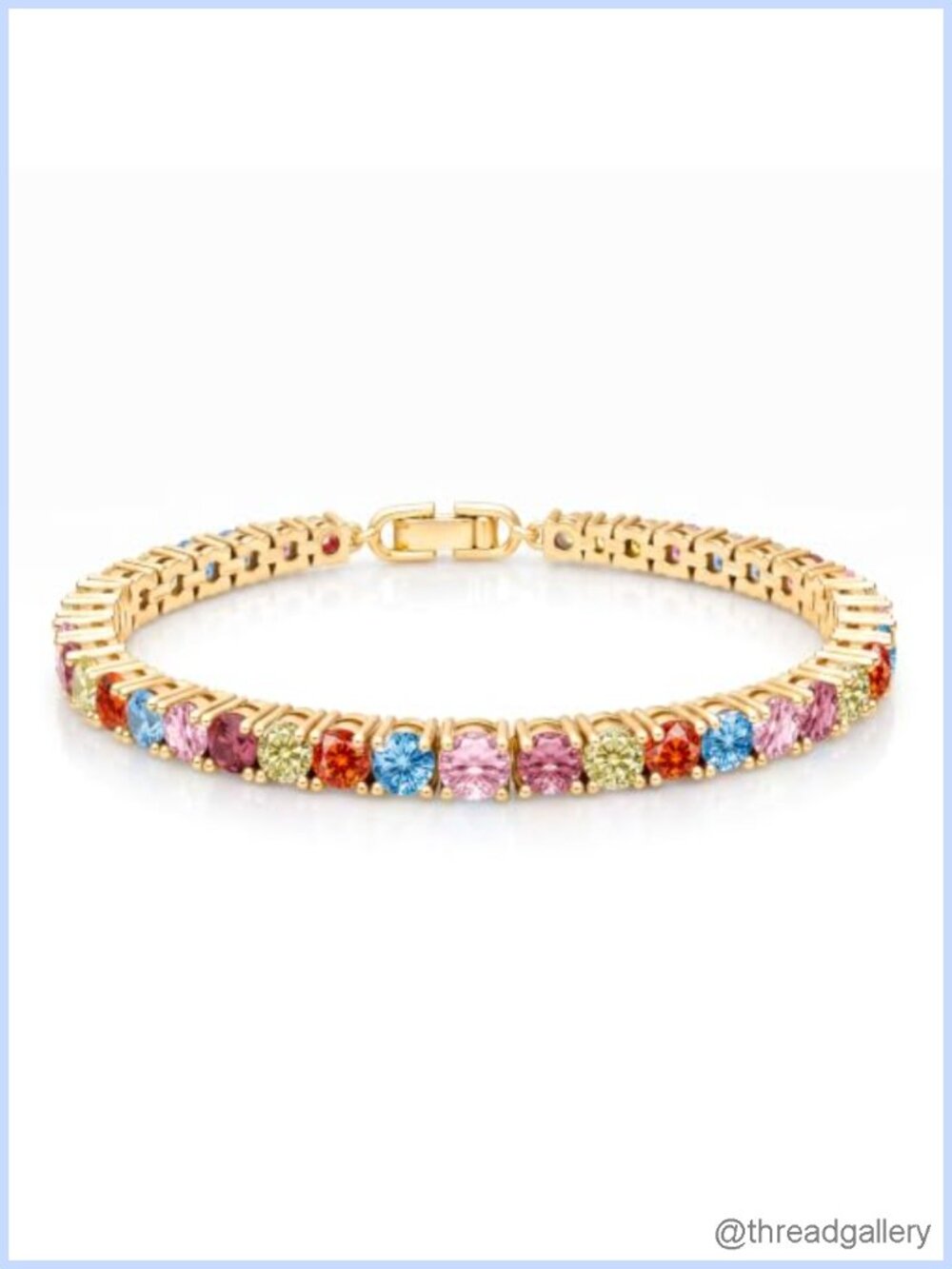 14K Gold Plated Crystal Tennis Bracelet with Jewelry Box